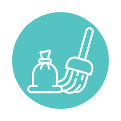 Obraz premium Broom vector Outline Circle Design icon. Volunteering Symbol on White background EPS 10 File