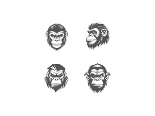 premium chimpanzee logo set vector, vector and illustration,