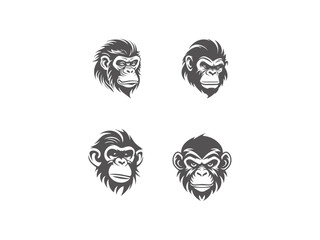 premium chimpanzee logo set vector, vector and illustration,