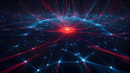 Fototapeta premium A futuristic AI visualization that highlights pattern recognition, showing intricate digital patterns emerging from data points in a dark, high-tech environment.