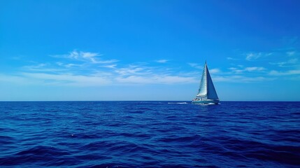 Obraz premium Serene Sailing on a Tranquil Blue Ocean