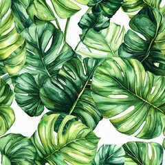 Fototapeta premium Seamless of Vibrant Tropical Leaves Abundant Natural Growth Jungle Foliage Flourishing Botanical Beauty