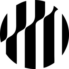 Striped round sphere. Wavy vector icon.