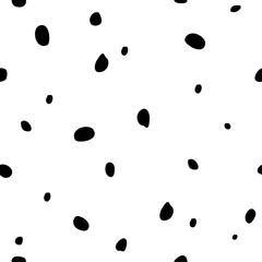Abstract seamless pattern with black cute adorable little doodle handwritten polka dots. Can use for fabric, kids, nursery, scrapbooking, journaling