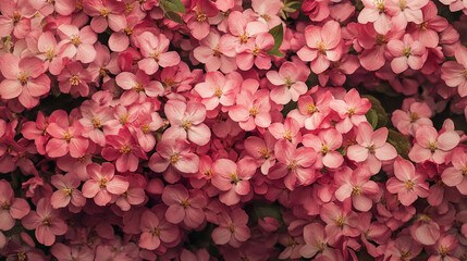 Fototapeta premium Vibrant clusters of pink blossoms blooming in springtime greenery