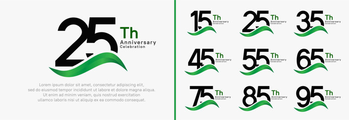 anniversary logotype set. vector design black color number can be use for special moment