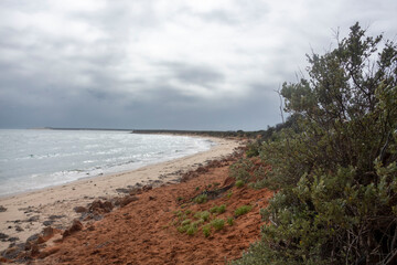 Francois Peron, Western Australia. Where the red sand meets the white sand to meet the blue ocean. Lots of birds flying and ocean life.
