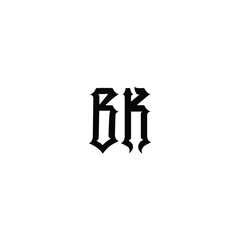 Naklejka premium BK monogram logo design letter text name symbol monochrome logotype alphabet character simple logo