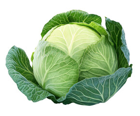 Fototapeta premium Fresh Green Cabbage on Transparent Background – Ideal for Healthy Eating, Culinary Photography, and Vegetable Illustrations 