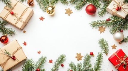 Festive Christmas Surrounding with Gifts and Decorations