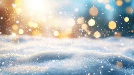 Sparkling Snowfall with Warm Light Background