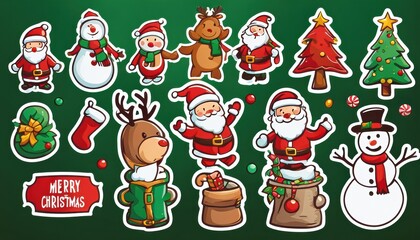Collection of cute Christmas stickers