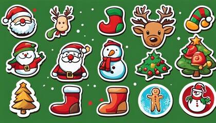 Fototapeta premium Collection of cute Christmas stickers