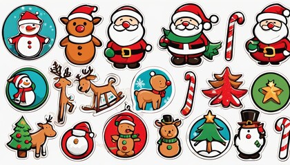 Fototapeta premium Collection of cute Christmas stickers