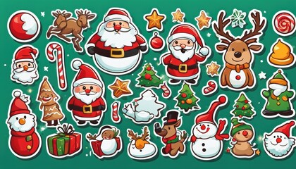 Collection of cute Christmas stickers