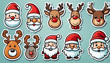 Collection of cute Christmas stickers