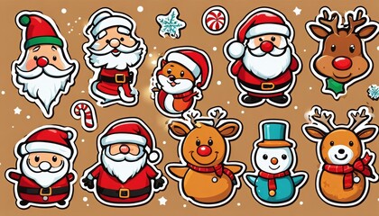 Collection of cute Christmas stickers