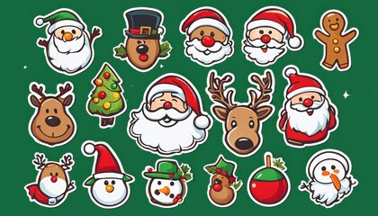 Obraz premium Collection of cute Christmas stickers