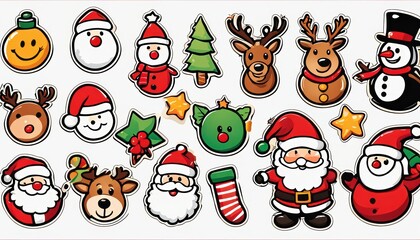 Fototapeta premium Collection of cute Christmas stickers