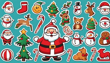 Fototapeta premium Collection of cute Christmas stickers