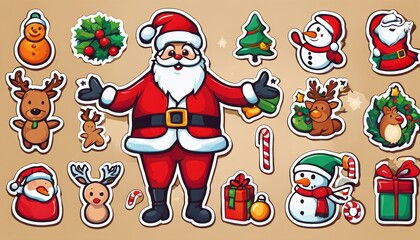 Collection of cute Christmas stickers