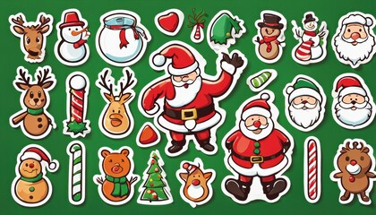 Fototapeta premium Collection of cute Christmas stickers