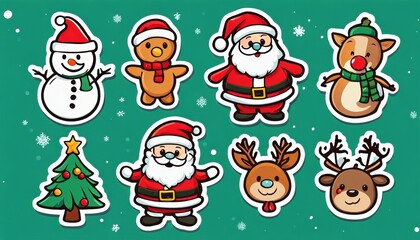 Fototapeta premium Collection of cute Christmas stickers
