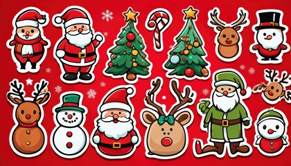 Collection of cute Christmas stickers