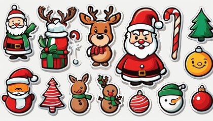 Fototapeta premium Collection of cute Christmas stickers