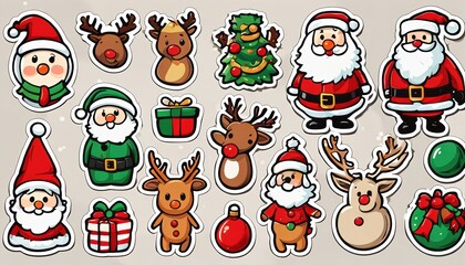 Collection of cute Christmas stickers