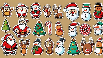 Fototapeta premium Collection of cute Christmas stickers