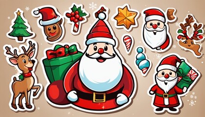 Obraz premium Collection of cute Christmas stickers