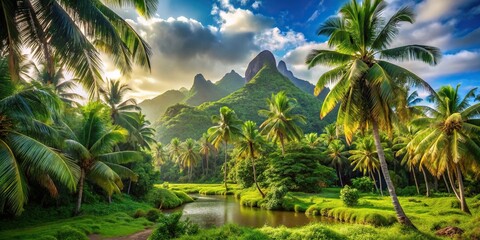 Obraz premium tropical jungle landscape in Raiatea Island, French Polynesia