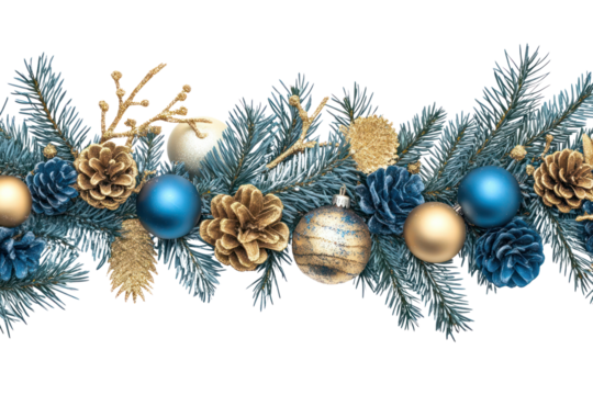 PNG Christmas border decoration conifer blue.