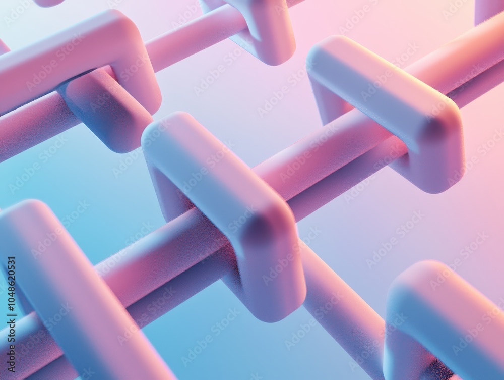 Poster abstract 3d rendering of blockchain network concept