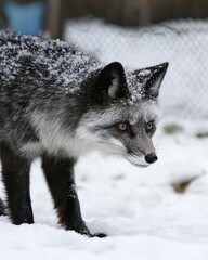 Fototapeta premium Arctic Fox Camouflaged in Winter Snow