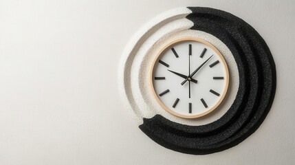 Conceptual image of a clock blending with a zen garden, time management, inner peace