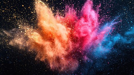 Colorful Powder Explosion on Black Background