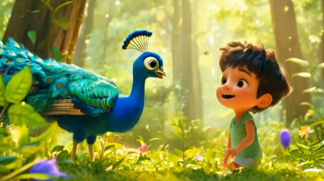 child with peacock