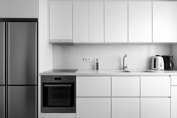 Fototapeta premium Modern Minimalist White Kitchen with Sleek Design