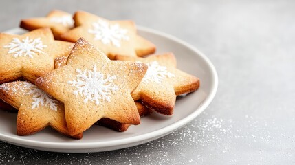 Snowflake Star Cookies on a Plate