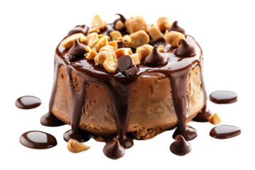Mouthwatering Peanut Butter Lava Cake: A Sinful Dessert Experience Isolated on Transparent Background