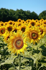Fototapeta premium Bright Sunflowers Stretching Across the Horizon