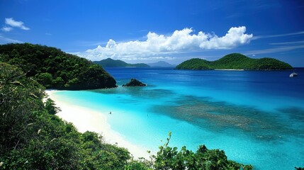 Tropical Island with White Sandy Beaches and Turquoise Water