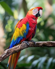 Obraz premium Vibrant Macaw Perched on Tree Branch in Nature