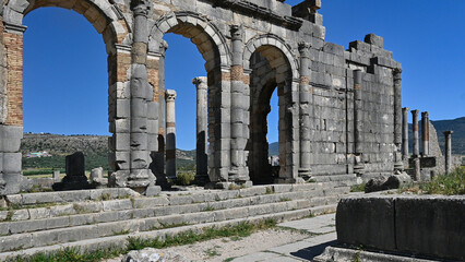 Remains of  the Roman city of Volubilis, Morocco.  The City dates back to 60 BC and was held and...