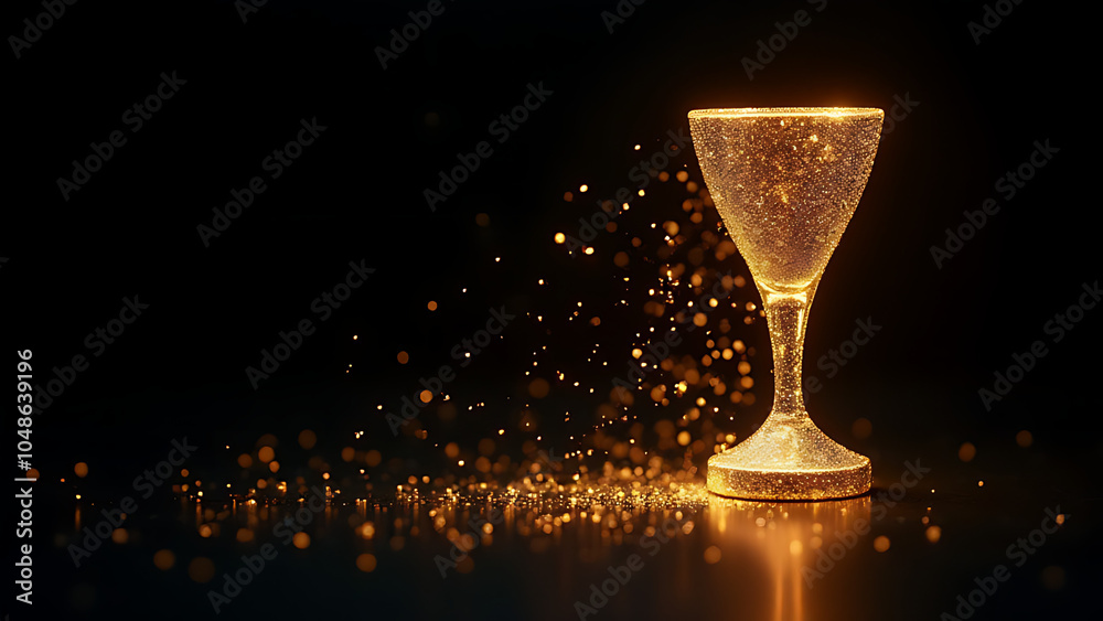 Aufkleber Glittering award is a striking visual element for abstract particles on a dark background.