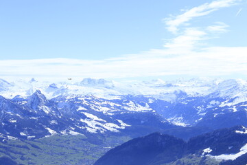 Fototapeta premium Panoramic View of Swiss Mountains in Winter