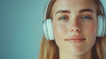 Naklejka premium Hearing test with audiologist, patient wearing headphones, sound health evaluation