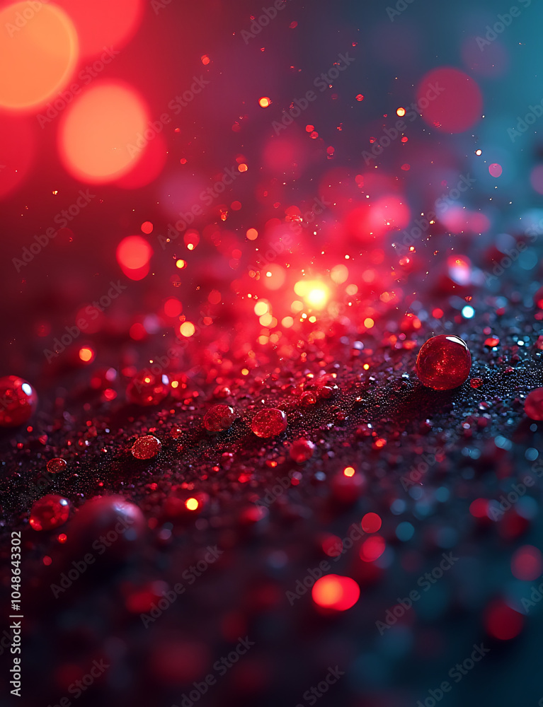Aufkleber Glitter adds a sparkling touch to an abstract design with a red glow on a colorful background.
